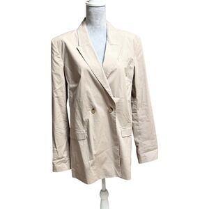 Jil Sander Beige Cotton Double Breasted Lightweight Blazer Size 44 Minimalist